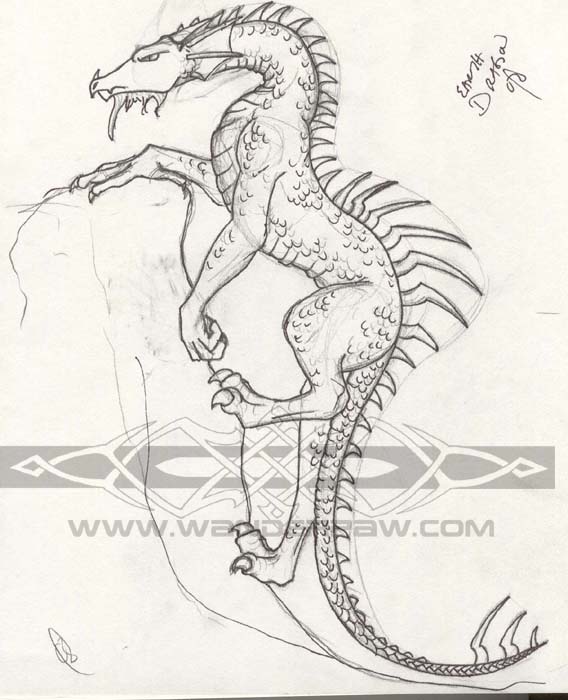 Dragon climbing a rock