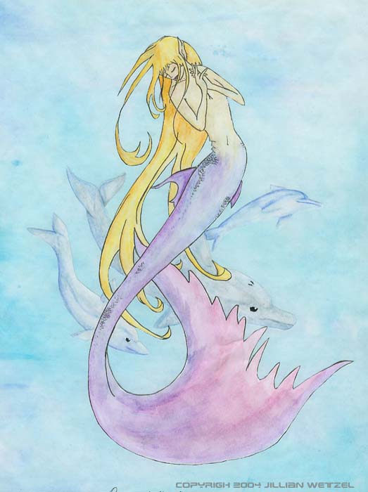mermaid with dolphins