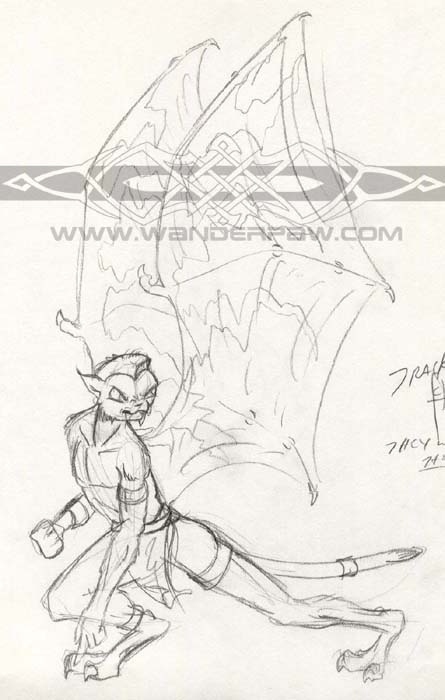 Cat anthro with bat wings