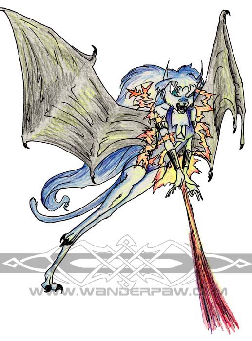 Cat antro with bat wings